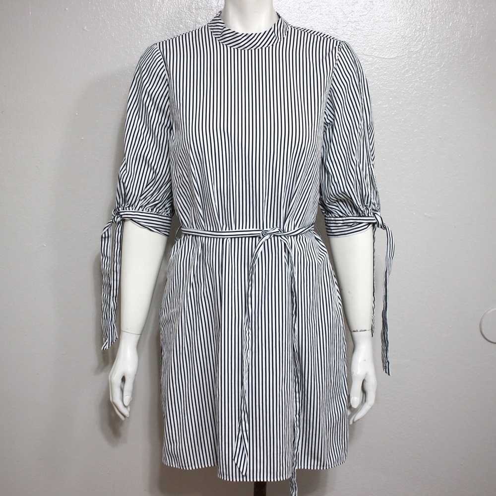 Topshop Shift Tie-Waist Dress Half Sleeve Mini 6